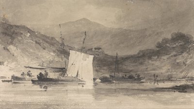 Cader Idris vanaf de Mawddach-estuarium boven Barmouth door John Sell Cotman